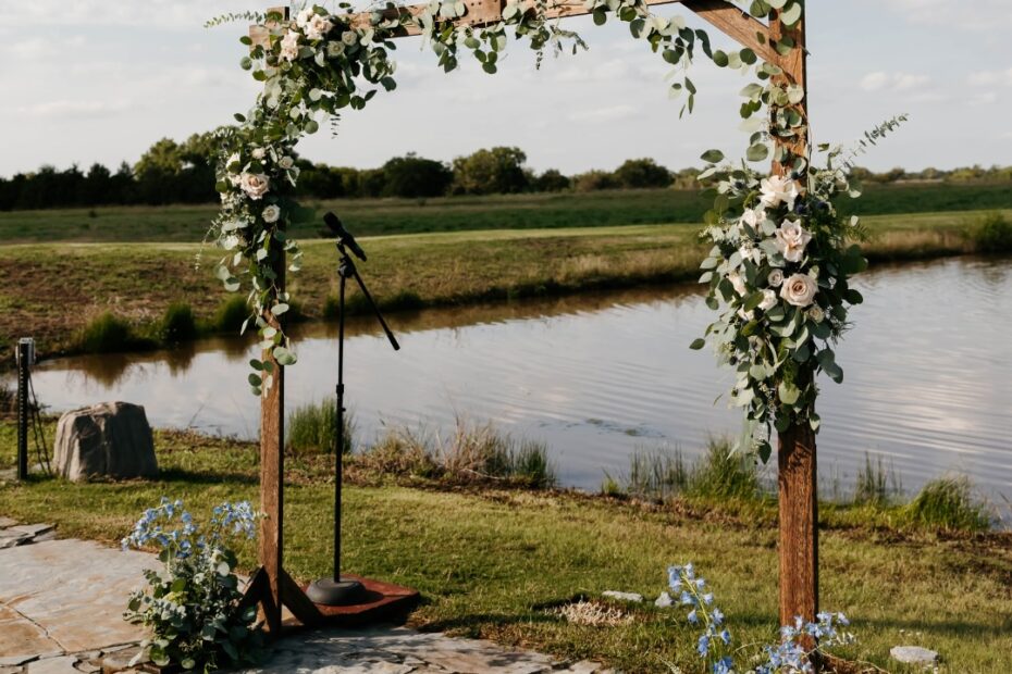 wedding arch with flowers outdoor event venue
