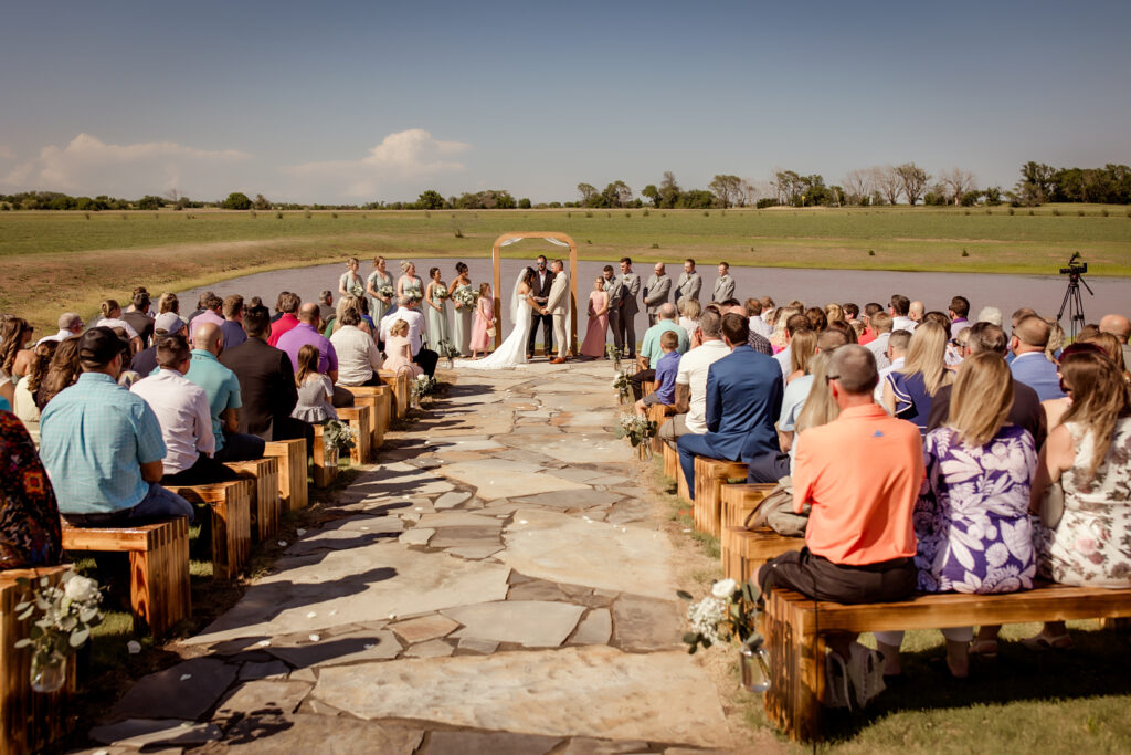 Outdoor ceremony for Wichita Wedding. Engaged on Valentines day